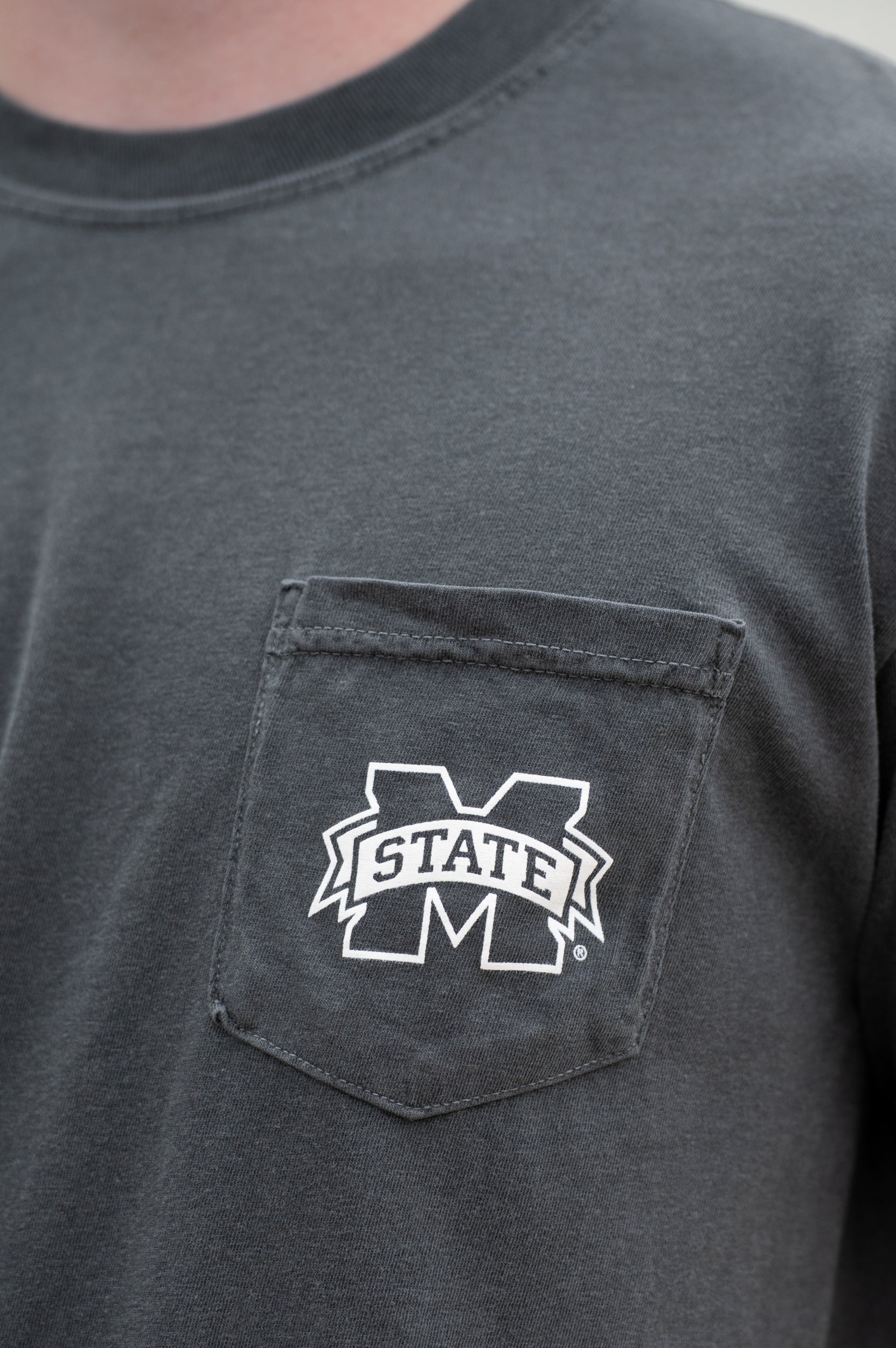 Mississippi State Dark Grey T-Shirt with a blueprint of the Davis Wade Stadium