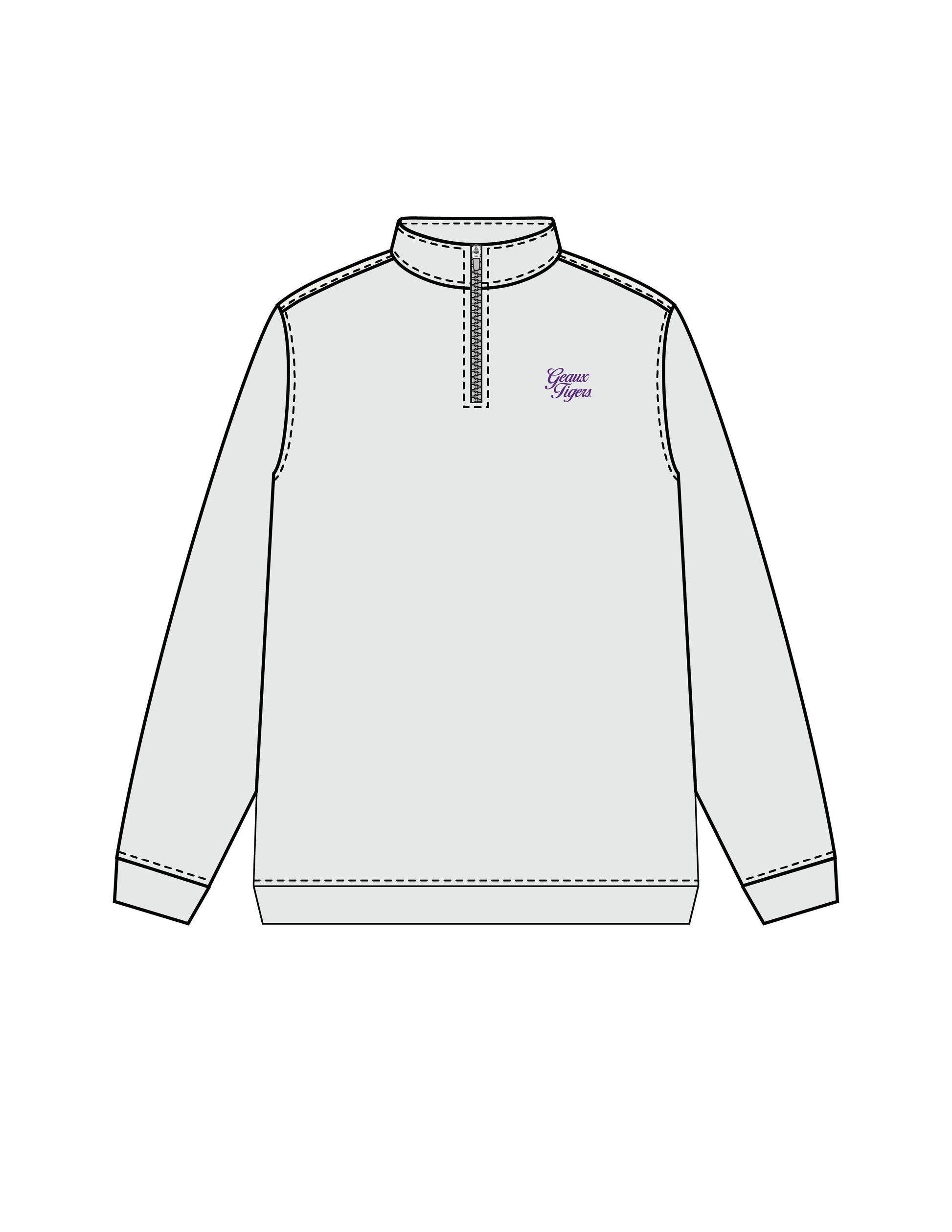 White long-sleeve shirt with a logo on the chest against a white background