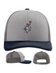 Auburn University Grey and Navy Trucker Hat with the Original Aubie basketball logo on the front, featuring a gray crown and black visor.