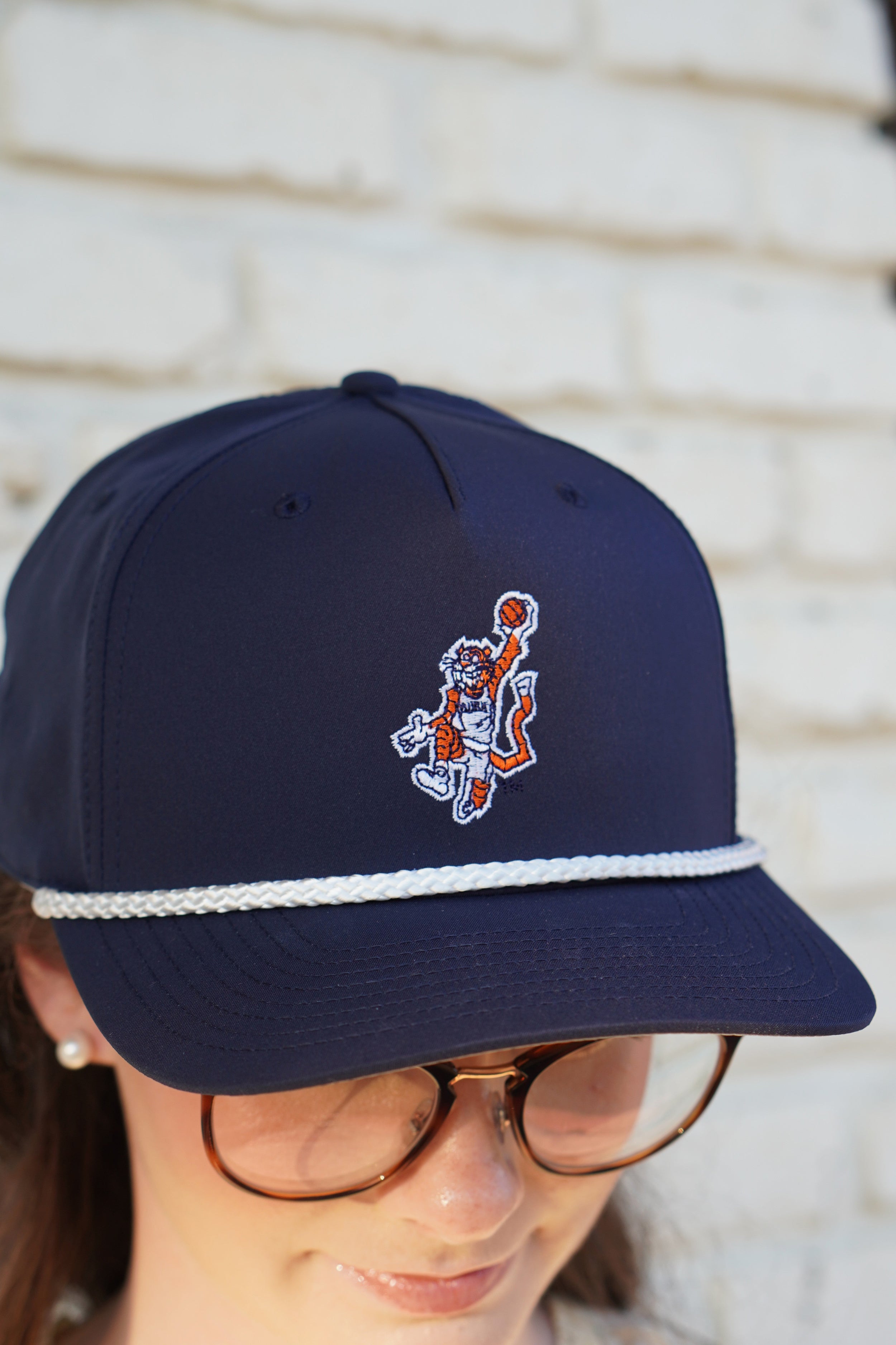 Auburn University Navy Rope Hat with a White rope the Original Aubie basketball embroidery