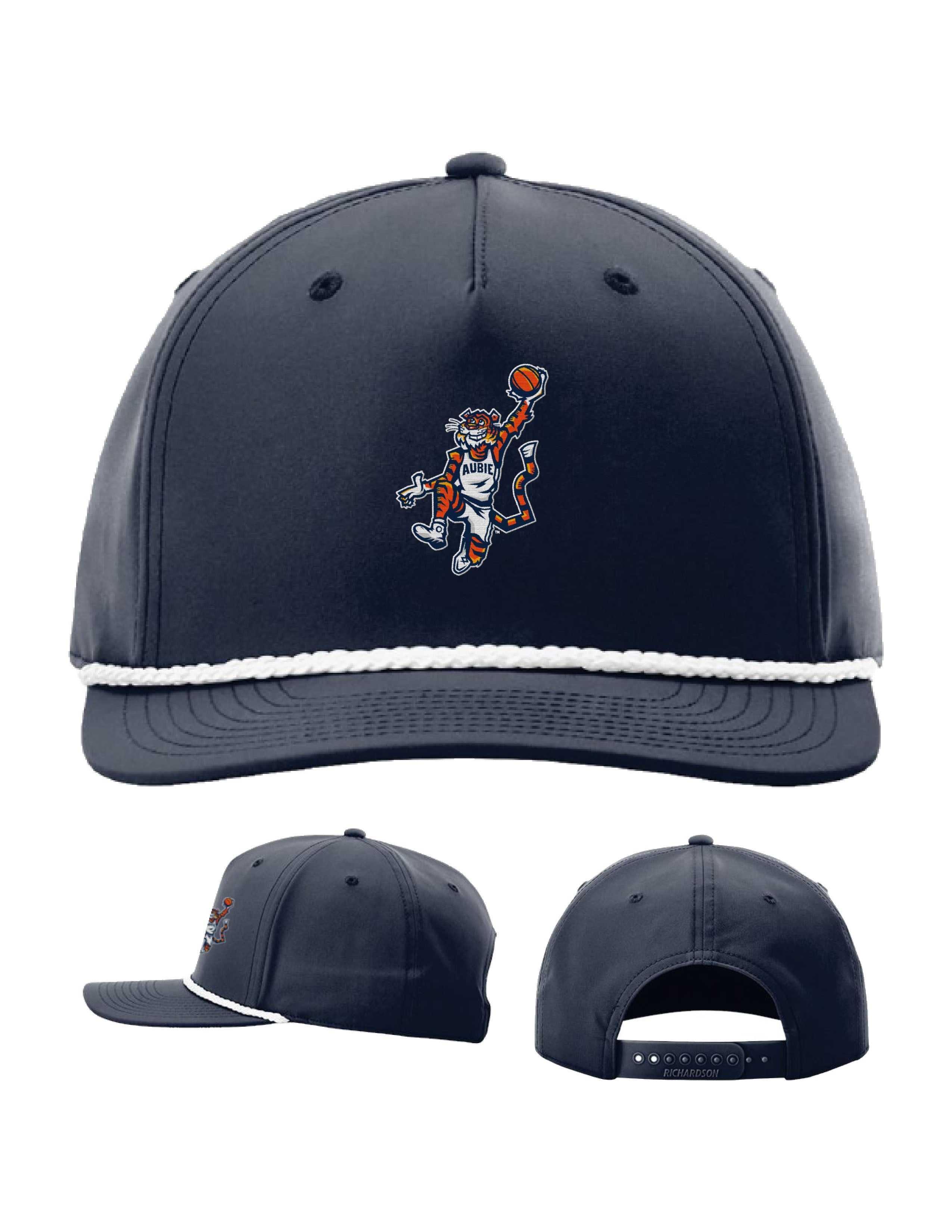 Auburn University Navy Rope Hat with a White rope the Original Aubie basketball embroidery