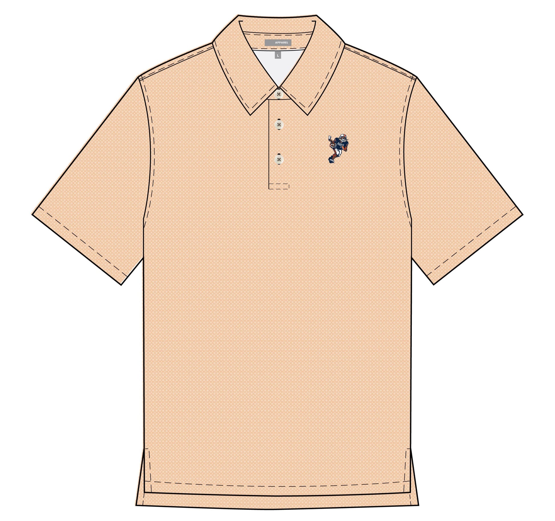 Auburn University Orange Men’s Diamond Polo with the Original Aubie Football Logo embroidery