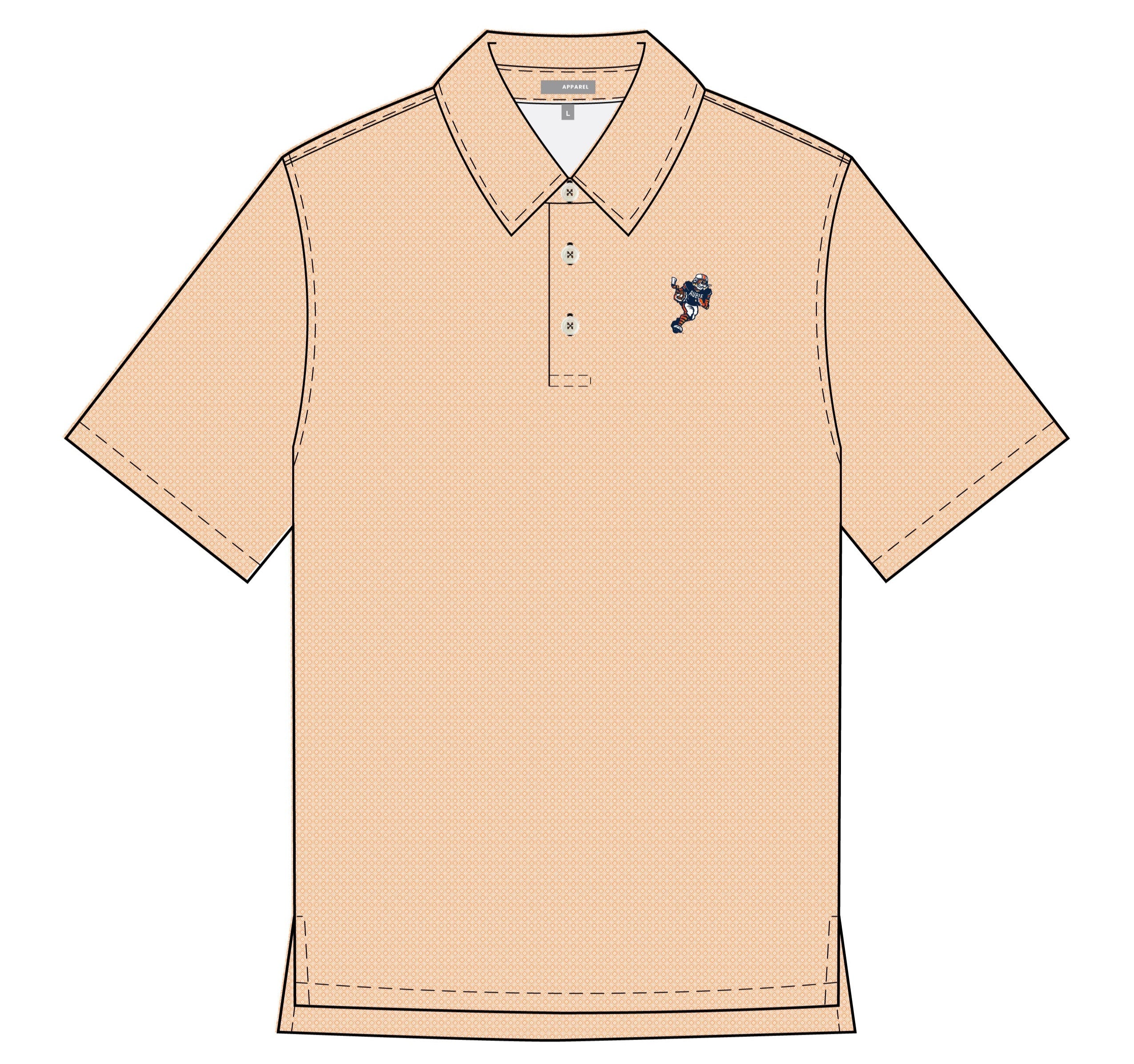 Auburn University Orange Men’s Diamond Polo with the Original Aubie Football Logo embroidery
