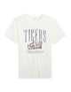 Auburn University Ivory T-Shirt with navy text “Tigers” above Aubie laying down