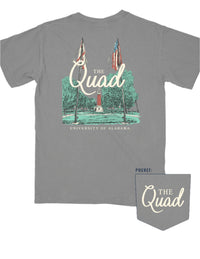 University of Alabama Grey The Quad T-Shirt featuring an illustration of The Quad