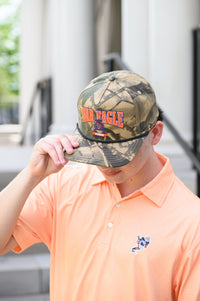 Auburn University Camouflage Hat with Orange text “War Eagle